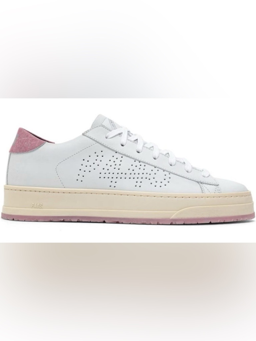 P448 John White Leather Pink Platform Sneakers EU 39